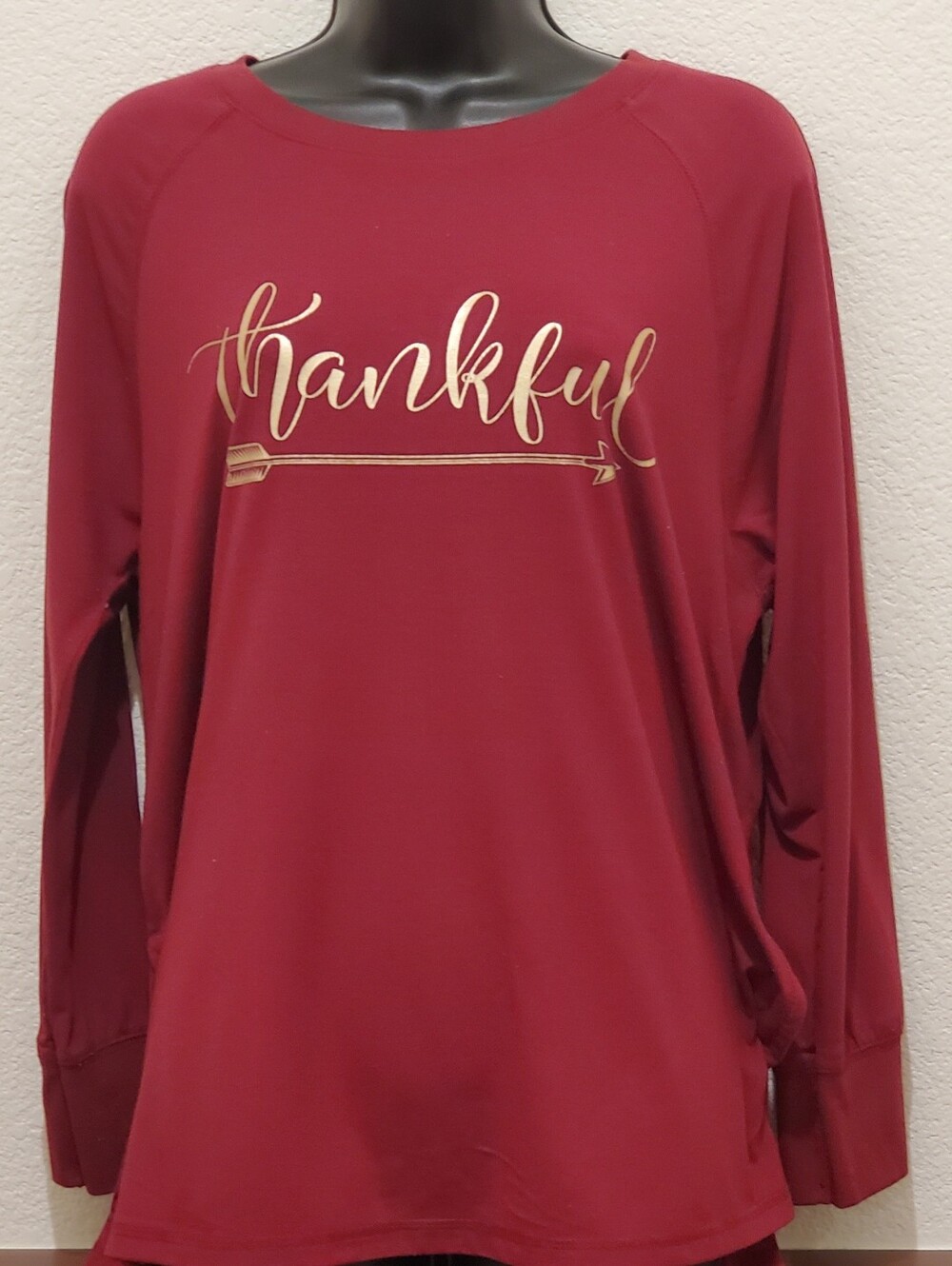 Thankful Graphic Long-Sleeve Sweatshirt - Burgundy